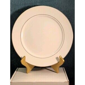 Home Essentials China Dinner Plate White with Gold Rim Individual Replacement